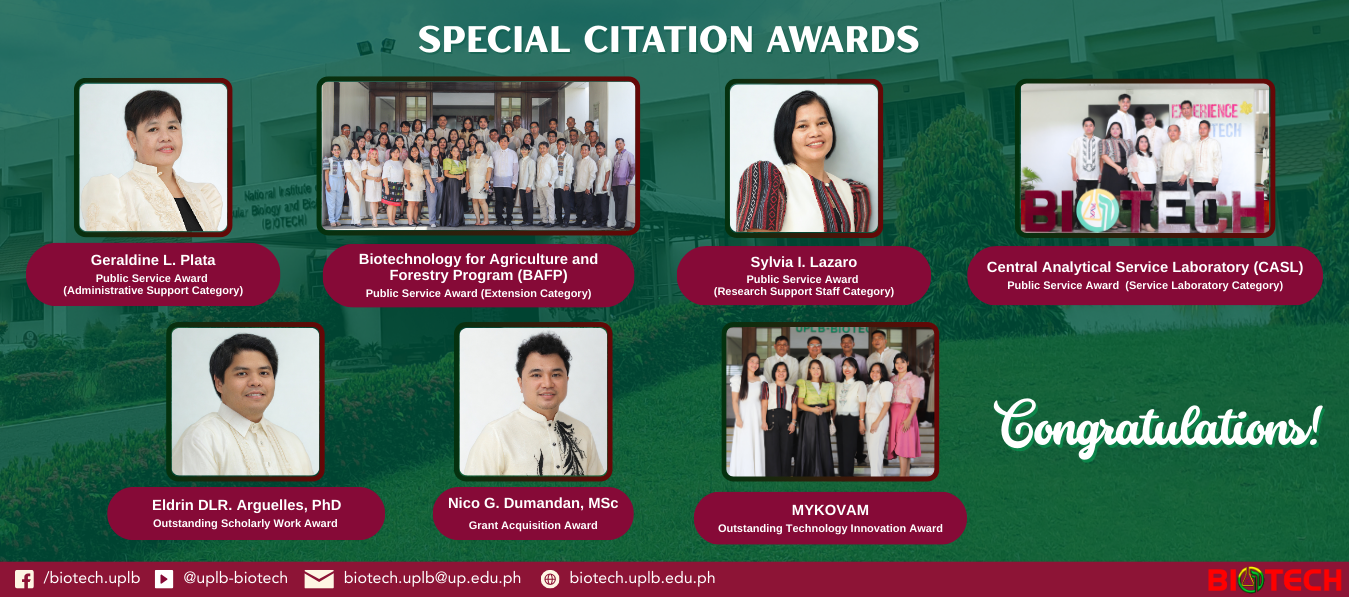 UPLB-BIOTECH honors outstanding researchers and staff in 45th anniversary celebration
